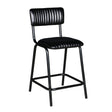 Wellington Bob 17" Ribbed Leather Counter Chair in Black Leather with Black Legs by Home Trends & Design at Eve Furniture