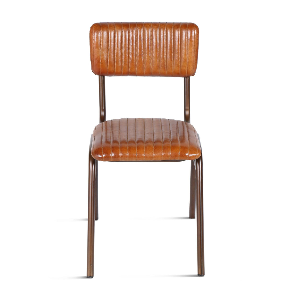 Wellington Bob 17" Ribbed Leather Dining Chair in Antique Saddle, Set of 2 by Home Trends & Design at Eve Furniture