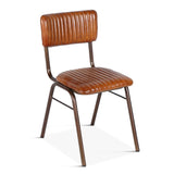 Wellington Bob 17" Ribbed Leather Dining Chair in Antique Saddle, Set of 2 by Home Trends & Design at Eve Furniture