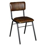 Wellington Bob 17" Ribbed Leather Dining Chair in Chocolate Leather with Black Legs by Home Trends & Design at Eve Furniture