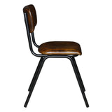 Wellington Bob 17" Ribbed Leather Dining Chair in Chocolate Leather with Black Legs by Home Trends & Design at Eve Furniture