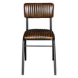 Wellington Bob 17" Ribbed Leather Dining Chair in Chocolate Leather with Black Legs by Home Trends & Design at Eve Furniture