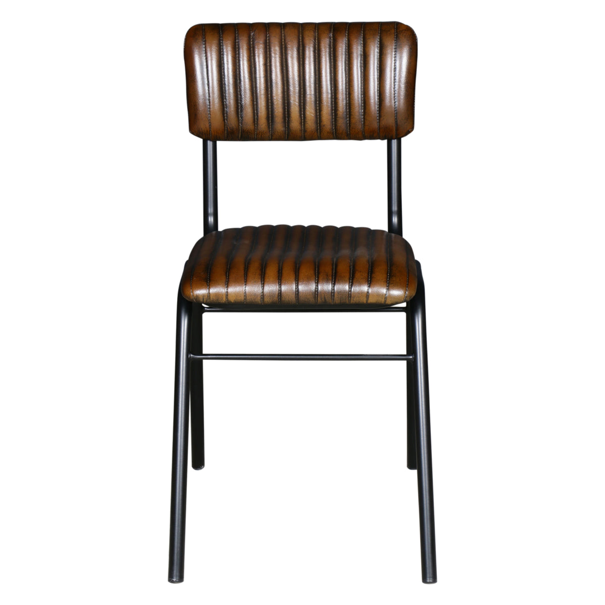 Wellington Bob 17" Ribbed Leather Dining Chair in Chocolate Leather with Black Legs by Home Trends & Design at Eve Furniture