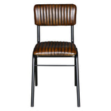 Wellington Bob 17" Ribbed Leather Dining Chair in Chocolate Leather with Black Legs by Home Trends & Design at Eve Furniture