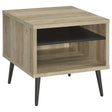 Welsh Antique Pine and Grey Square Engineered Wood End Table With Shelf by Coaster at Eve Furniture
