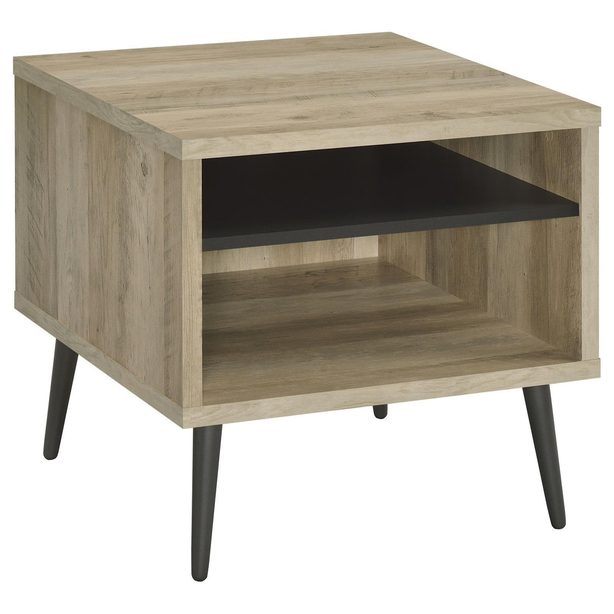 Welsh Antique Pine and Grey Square Engineered Wood End Table With Shelf by Coaster at Eve Furniture