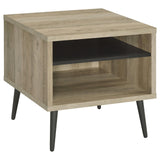 Welsh Antique Pine and Grey Square Engineered Wood End Table With Shelf by Coaster at Eve Furniture
