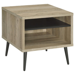 Welsh Antique Pine and Grey Square Engineered Wood End Table With Shelf by Coaster at Eve Furniture