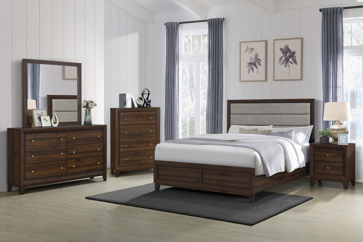 Welsley 50-inch Upholstered California King Bed Walnut by Coaster at Eve Furniture