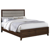 Welsley Walnut 50-inch Upholstered Queen Bed by Coaster at Eve Furniture