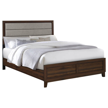 Welsley Walnut 50-inch Upholstered Queen Bed by Coaster at Eve Furniture