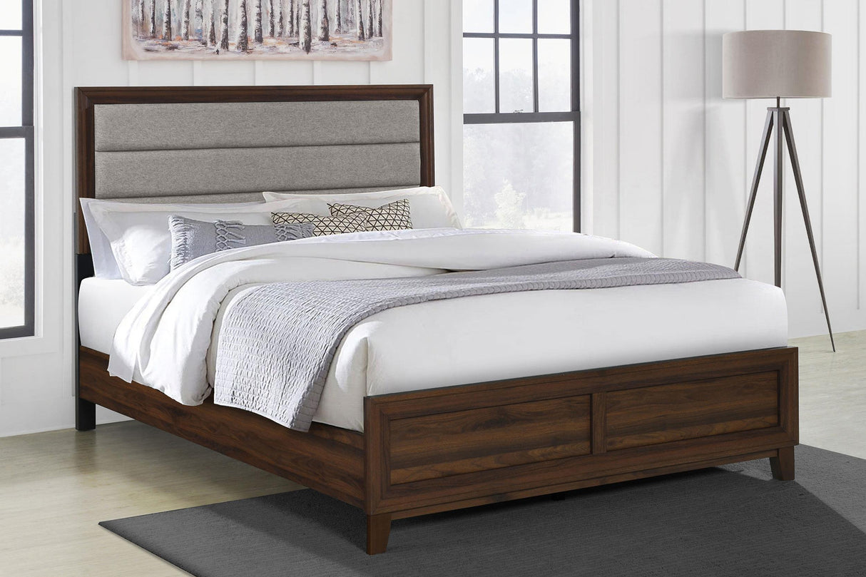 Welsley Walnut 50-inch Upholstered Queen Bed by Coaster at Eve Furniture