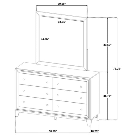 Welsley Walnut 6-drawer Dresser and Mirror by Coaster at Eve Furniture