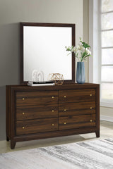 Welsley Walnut 6-drawer Dresser and Mirror by Coaster at Eve Furniture