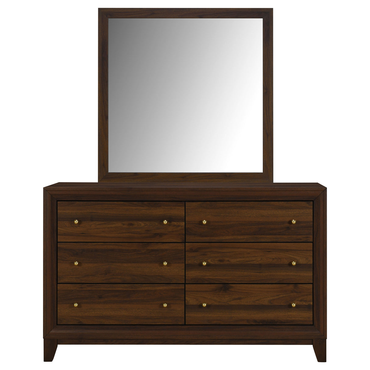 Welsley Walnut 6-drawer Dresser and Mirror by Coaster at Eve Furniture