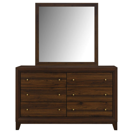 Welsley Walnut 6-drawer Dresser and Mirror by Coaster at Eve Furniture