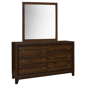 Welsley Walnut 6-drawer Dresser and Mirror by Coaster at Eve Furniture