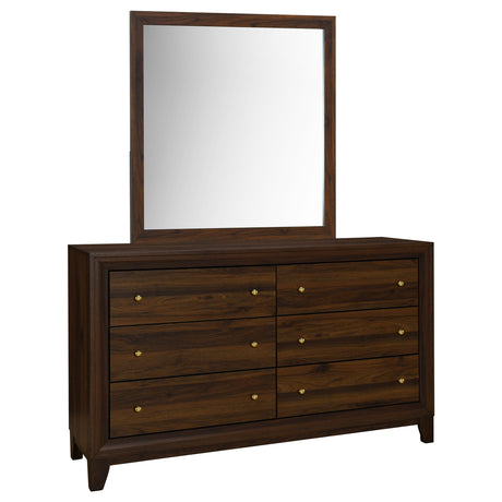 Welsley Walnut 6-drawer Dresser and Mirror by Coaster at Eve Furniture