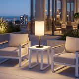 Welt Taupe & White Outdoor Armchair by Zuomod at Eve Furniture