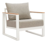 Welt Taupe & White Outdoor Armchair by Zuomod at Eve Furniture