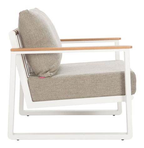 Welt Taupe & White Outdoor Armchair by Zuomod at Eve Furniture