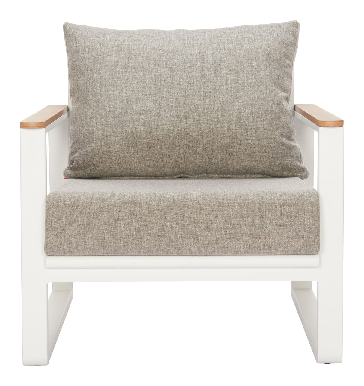 Welt Taupe & White Outdoor Armchair by Zuomod at Eve Furniture