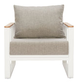 Welt Taupe & White Outdoor Armchair by Zuomod at Eve Furniture