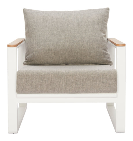 Welt Taupe & White Outdoor Armchair by Zuomod at Eve Furniture