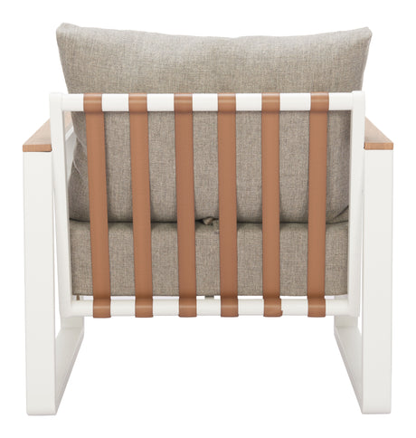 Welt Taupe & White Outdoor Armchair by Zuomod at Eve Furniture