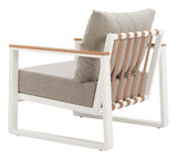 Welt Taupe & White Outdoor Armchair by Zuomod at Eve Furniture