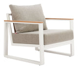 Welt Taupe & White Outdoor Armchair by Zuomod at Eve Furniture