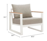 Welt Taupe & White Outdoor Armchair by Zuomod at Eve Furniture