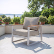 Welt Taupe & White Outdoor Armchair by Zuomod at Eve Furniture