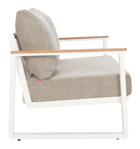 Welt Taupe & White Outdoor Sofa by Zuomod at Eve Furniture