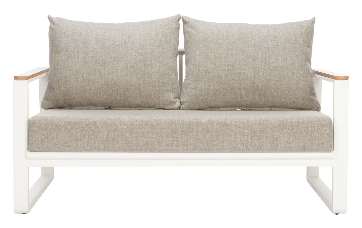 Welt Taupe & White Outdoor Sofa by Zuomod at Eve Furniture