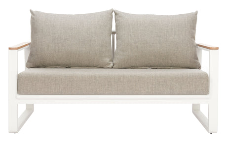 Welt Taupe & White Outdoor Sofa by Zuomod at Eve Furniture