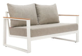 Welt Taupe & White Outdoor Sofa by Zuomod at Eve Furniture