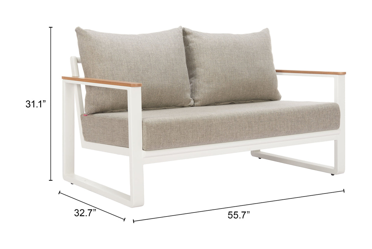 Welt Taupe & White Outdoor Sofa by Zuomod at Eve Furniture