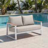 Welt Taupe & White Outdoor Sofa by Zuomod at Eve Furniture
