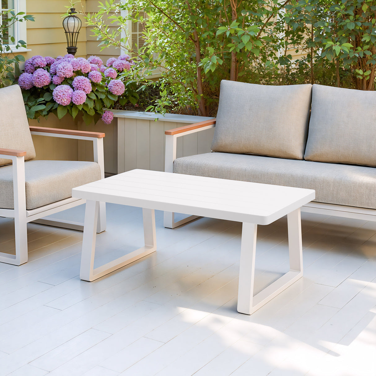 Welt White Outdoor Coffee Table by Zuomod at Eve Furniture