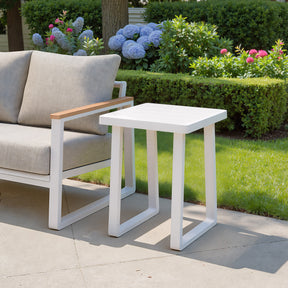 Welt White Outdoor Side Table by Zuomod at Eve Furniture