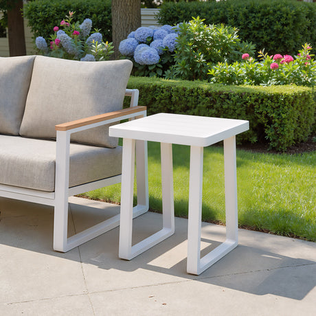 Welt White Outdoor Side Table by Zuomod at Eve Furniture