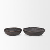 Wendell Dark Brown Wood w/ Wood Beads Round Bowls by Mercana at Eve Furniture