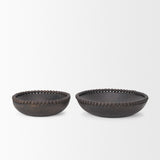 Wendell Dark Brown Wood w/ Wood Beads Round Bowls by Mercana at Eve Furniture