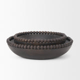 Wendell Dark Brown Wood w/ Wood Beads Round Bowls by Mercana at Eve Furniture