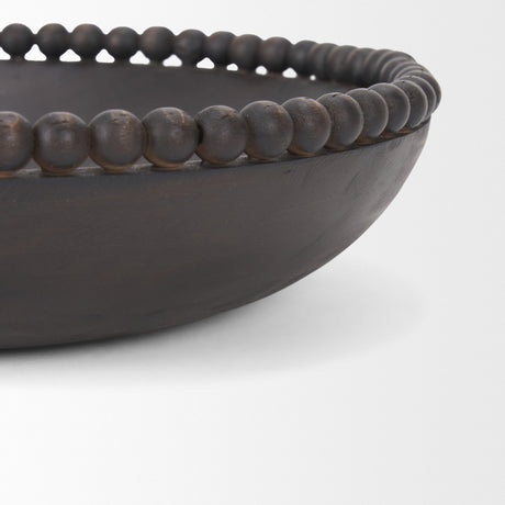 Wendell Dark Brown Wood w/ Wood Beads Round Bowls by Mercana at Eve Furniture