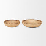 Wendell Light Brown Wood w/ Wood Bead Round Bowls by Mercana at Eve Furniture
