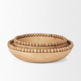 Wendell Light Brown Wood w/ Wood Bead Round Bowls by Mercana at Eve Furniture