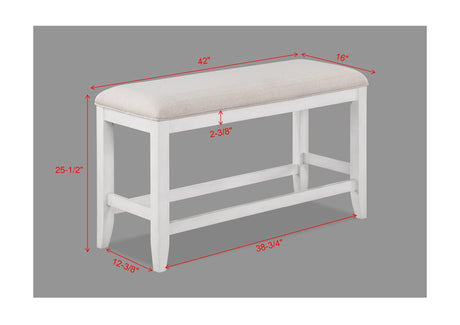 Wendy White Counter Height Dining Bench by Crown Mark at Eve Furniture
