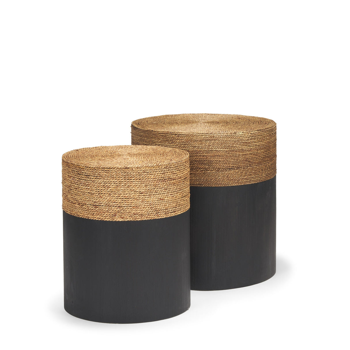 Wenopa Matte Black Wood w/ Natural Jute Accent Tables by Mercana at Eve Furniture